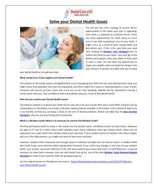 Solve your Dental Health Issues