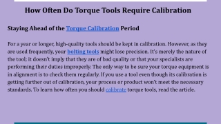 How Often Do Torque Tools Require Calibration