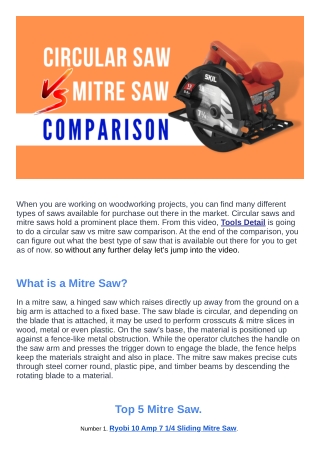 Circular Saw Vs Mitre Saw - Which One Is Preferable For You?