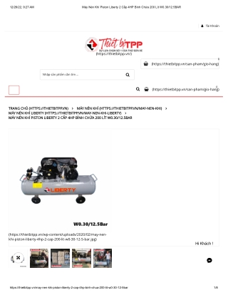 Máy Nén Khí Piston Liberty 2 Cấp 4HP Bình Chứa 200 Lít W0.30_12.5BAR