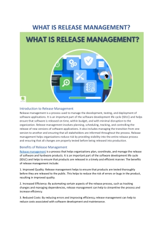 WHAT IS RELEASE MANAGEMENT?