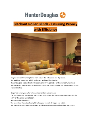 Blackout Roller Blinds - Ensuring Privacy with Efficiency