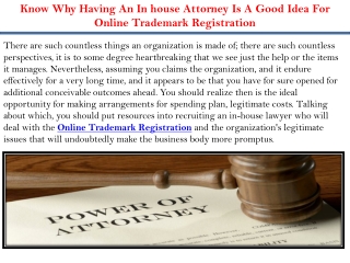 Know Why Having An Inhouse Attorney Is A Good Idea For Online Trademark Registra