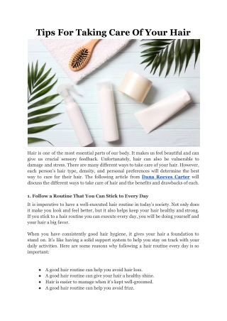 Tips For Taking Care Of Your Hair