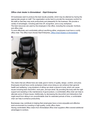 Office chair dealers in Ahmedabad  - Dipti Enterprise