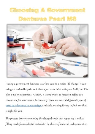 Choosing A Government Dentures Pearl MS