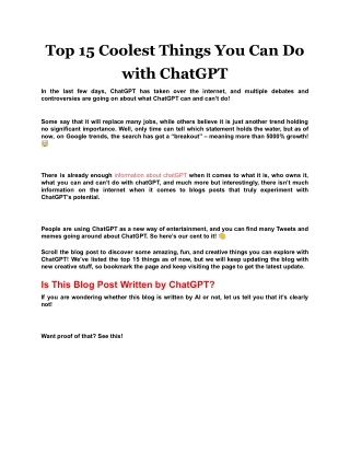 Top 15 Coolest Things You Can Do with ChatGPT