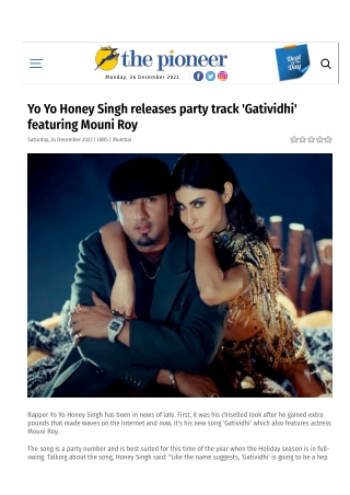 Yo Yo Honey Singh releases party track 'Gatividhi' featuring Mouni Roy