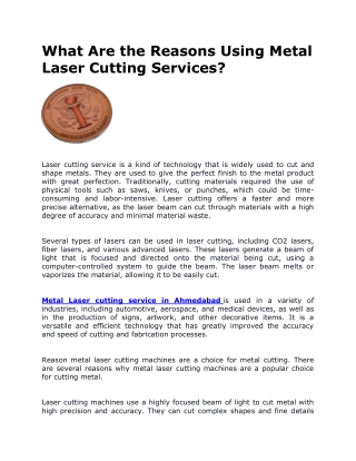 What Are the Reasons Using Metal Laser Cutting Services
