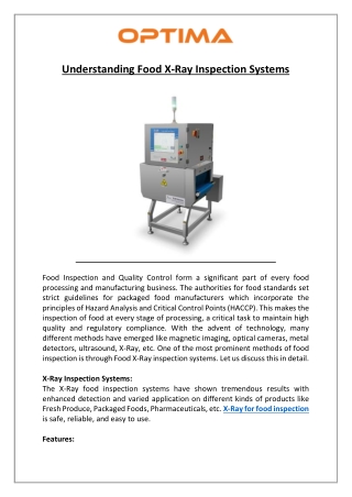 Understanding Food X-Ray Inspection Systems