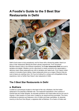 A Foodie's Guide to the 5 Best Star Restaurants in Delhi
