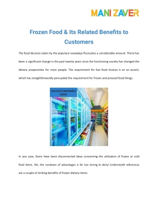 Frozen Food & Its Related Benefits to Customers