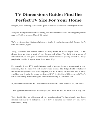 TV Dimensions Guide: Find the Perfect TV Size For Your Home