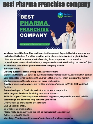 best pharma franchise company
