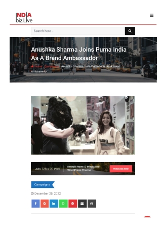 Anushka Sharma Joins Puma India As A Brand Ambassador