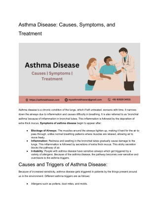 Asthma Disease - Causes, Symptoms, and Asthma Treatment