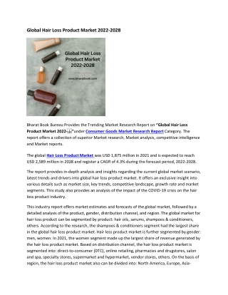 Global Hair Loss Product Market 2022-2028