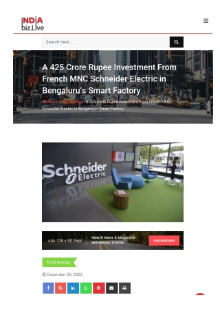 A 425 Crore Rupee Investment From French MNC Schneider Electric in Bengaluru’s Smart Factory