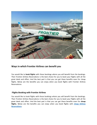 Ways In Which Frontier Airlines Can Benefit You