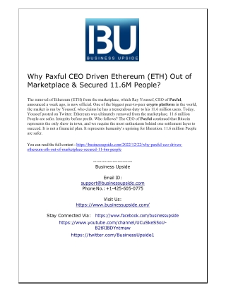 Why Paxful CEO Driven Ethereum (ETH) Out of Marketplace & Secured 11.6M People