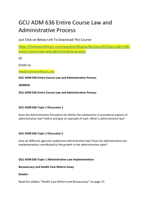 GCU ADM 636 Entire Course Law and Administrative Process