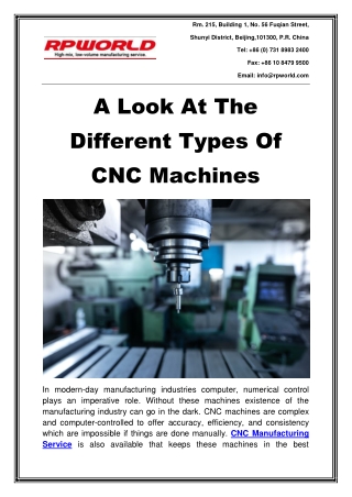 A Look At The Different Types Of CNC Machines