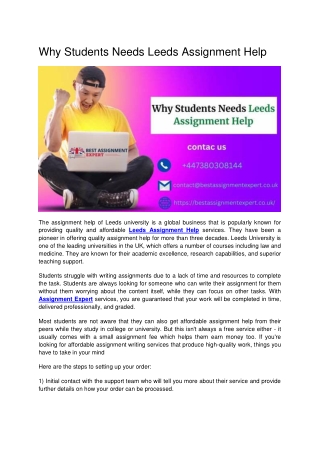 Why Students Needs Leeds Assignment Help