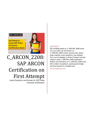 C_ARCON_2208: SAP ARCON Certification on First Attempt