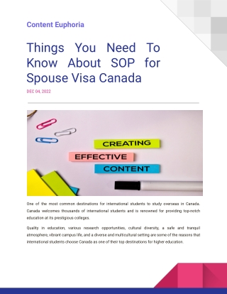 Things You Need To Know About SOP for Spouse Visa Canada