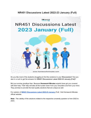 NR451 Discussions Latest 2022 January (Full)