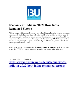 Economy of India in 2022 How India Remained Strong