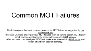 Common MOT Failures