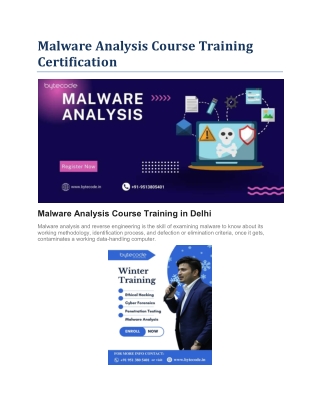 Malware Analysis Course Training Certification