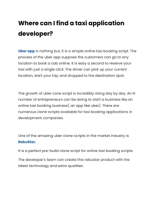 Where can I find a taxi application developer