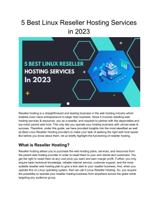 5 Best Linux Reseller Hosting Services in 2023