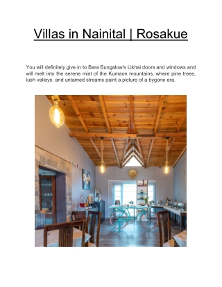 Villas in Nainital  | Rosakue