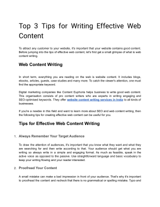 Top 3 Tips for Writing Effective Web Content