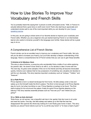 How to Use Stories To Improve Your Vocabulary and French Skills