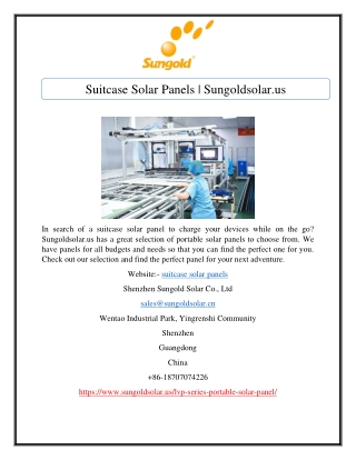 Suitcase Solar Panels | Sungoldsolar.us