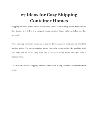 27 Ideas for Cozy Shipping Container Homes