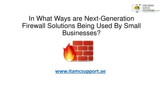 In What Ways are Next-Generation Firewall Solutions Being Used By Small Businesses