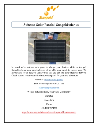 Suitcase Solar Panels | Sungoldsolar.us
