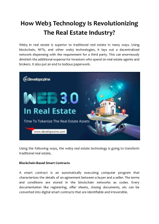 How Web3 Technology Is Revolutionizing The Real Estate Industry