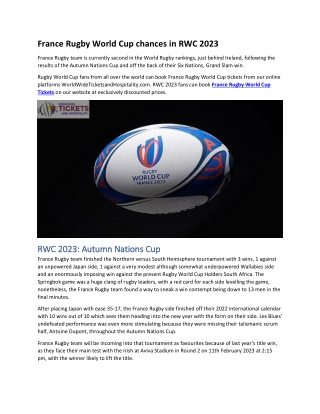 France Rugby World Cup chances in RWC 2023