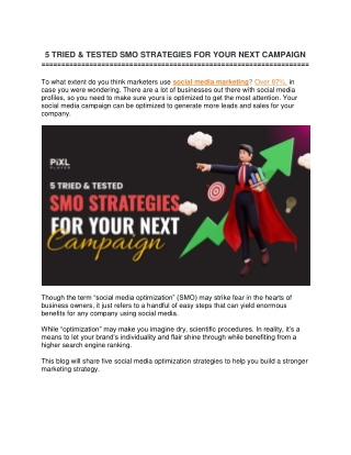 5 TRIED AND TESTED SMO STRATEGIES FOR YOUR NEXT CAMPAIGN