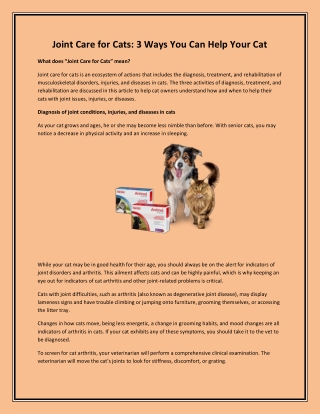 Joint Care for Cats