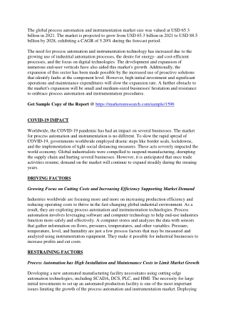 Process Automation and Instrumentation Market Research Report Study by 2028