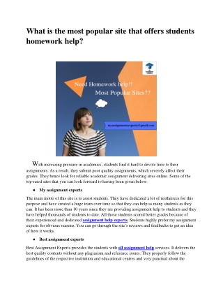 What is the most popular sites that offers students homework Help