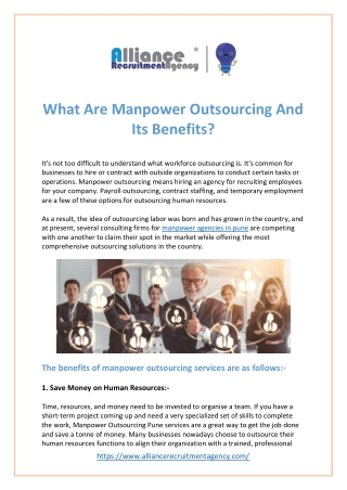 What Are Manpower Outsourcing And Its Benefits?