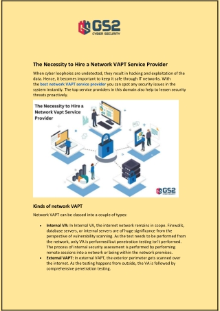 The Necessity to Hire a Network VAPT Service Provider